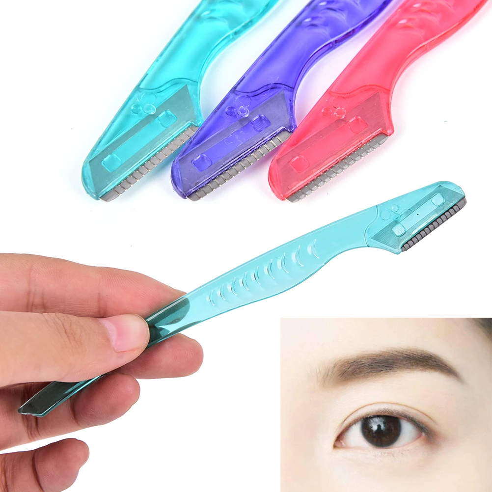 Mini Makeup Knife Shaper Blade 3pcs/lot Eyebrow Razor Facial Hair Remover Eyebrow Trimmer Sharp Hair Remover Tool Random Color