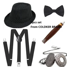 1920s мужской Гэтсби Гангстерский костюм набор аксессуаров 30s манхэттенская шляпа Федора подтяжки