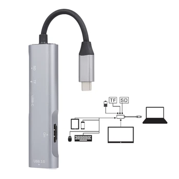 

210A USB C Hub Aluminum Multi-Port USB 3.1 Adapter with USB-C Charging Port HD 3.1 Ports Type-C Port SD/TF Card Reader
