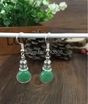 

200sets/lot diy clear flat ball Glass Vial Earrings craft kit, Dangle Earrings, Bottle Earrings stoppers cap jumpings ear wires