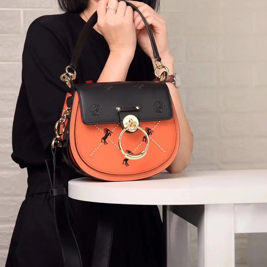  ALNEED Luxury Women Bags 2018 Designer Brand Saddle Bag Leather Ladies Crossbody Bag Fashion Ring S - 4000028439921