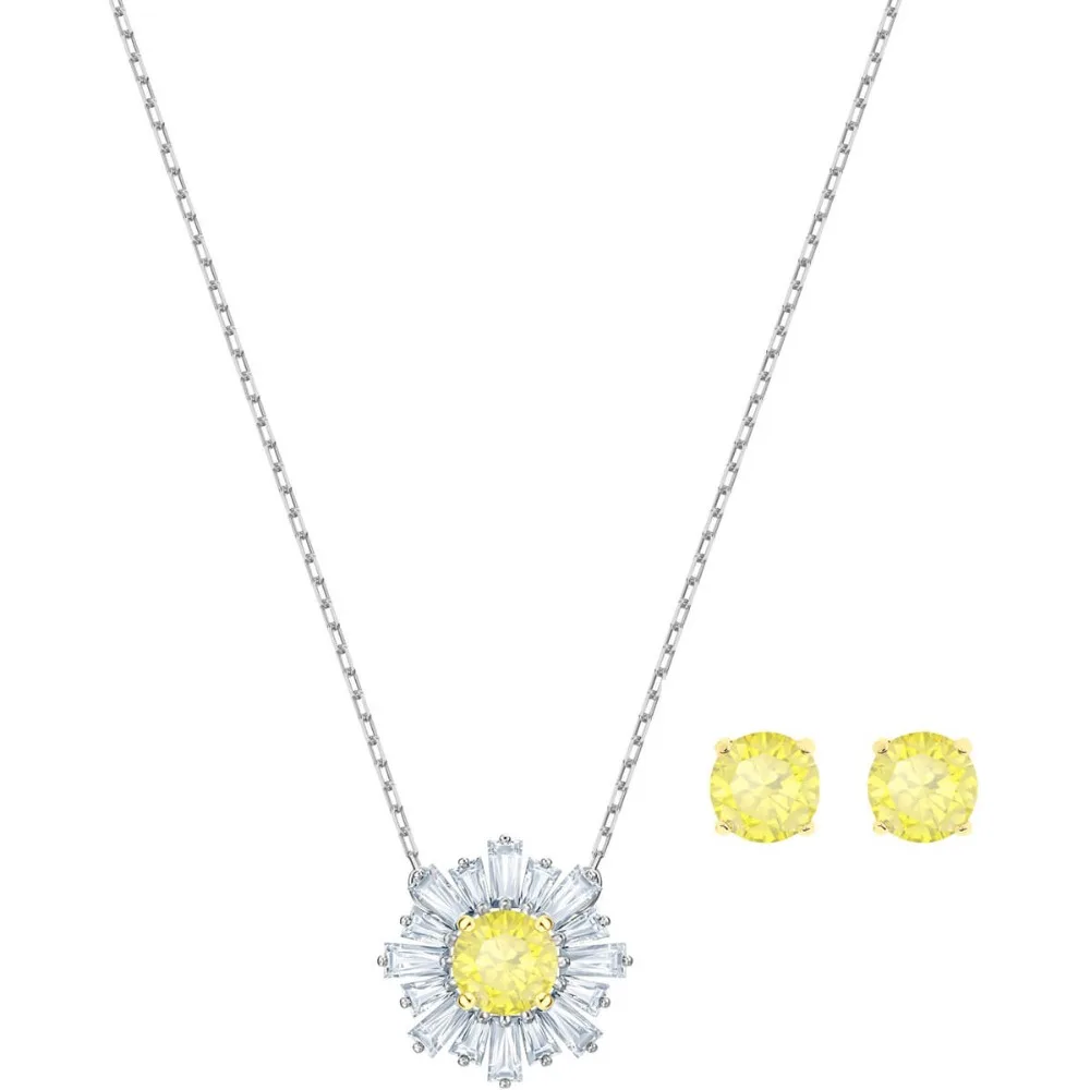 

Swarovski SUNSHINE Sun Pattern Warm Love Female Necklace Ear Studs Set 5480464 5480468