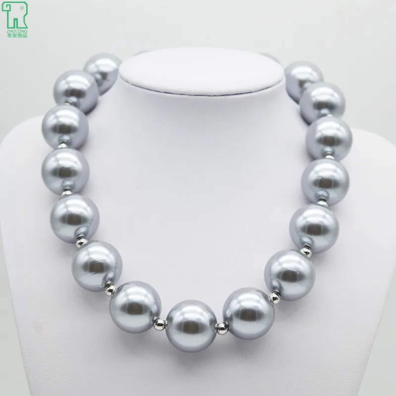 

Pearl Choker Necklace Kids Girls Chunky Bubblegum Collar 2020 New Fashion Princess Jewelry Children Pearl Choker Necklace