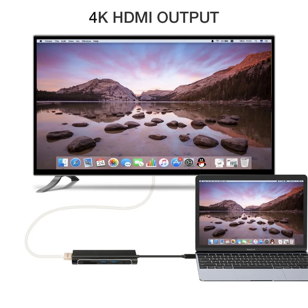 Jckel USB C 3 1 концентратор к HDMI SD/TF кардридер Type зарядный порт 2 0 адаптер для MacBook Pro HUB| |