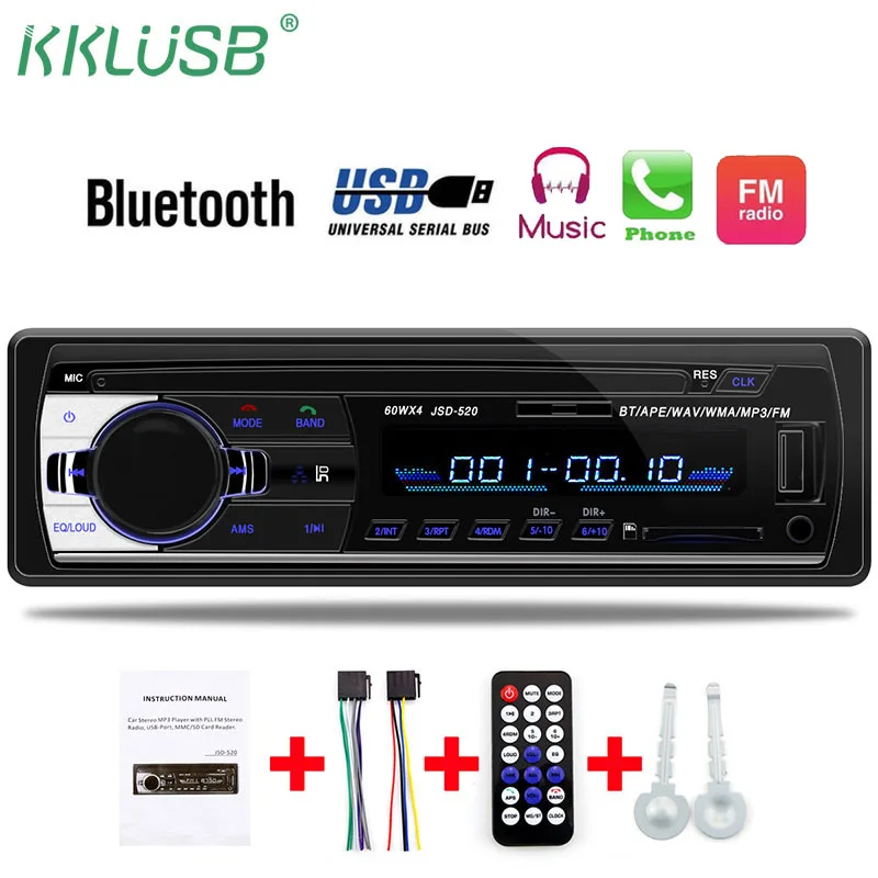

autoradio 12V Car Radio Bluetooth 1 din car stereo Player Phone AUX-IN MP3 FM/USB/radio remote control For phone Car Audio