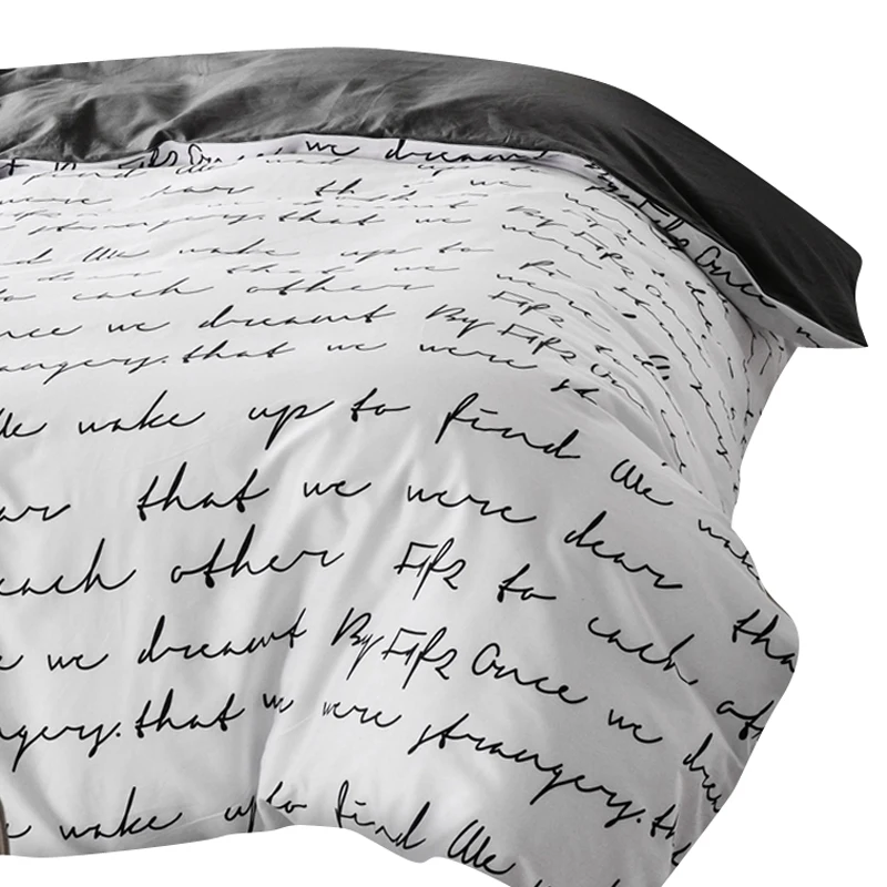 

1PCS Duvet Cover White Black Gray Comforter/Quilt/Blanket case Twin Queen King double single Bedding 140/200/220/240 Letter