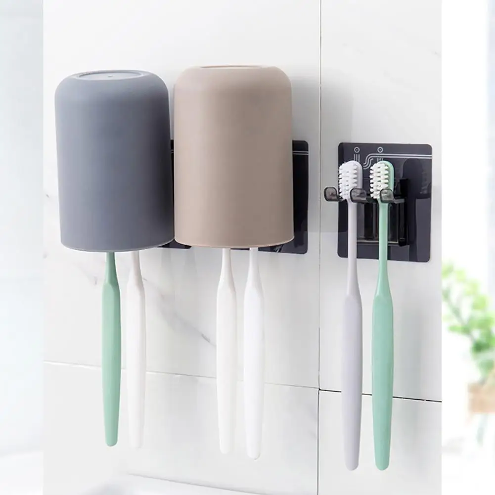 Bathroom Wall Mounted Sticky Toothbrush Holder Organizer Storage Rack