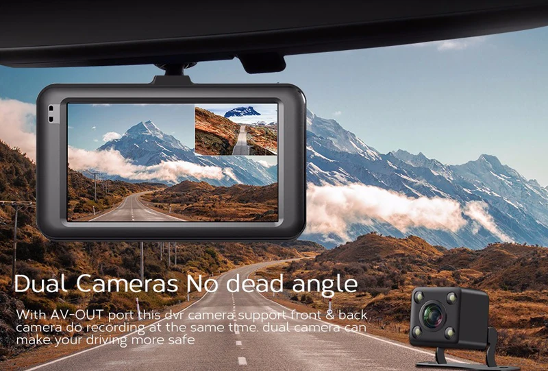 Full HD 1080P Автомобильный видеорегистратор 3,0 дюймов ips экран Автомобильная камера с двумя объективами видеорегистратор ночное видение g-сенсор Регистратор