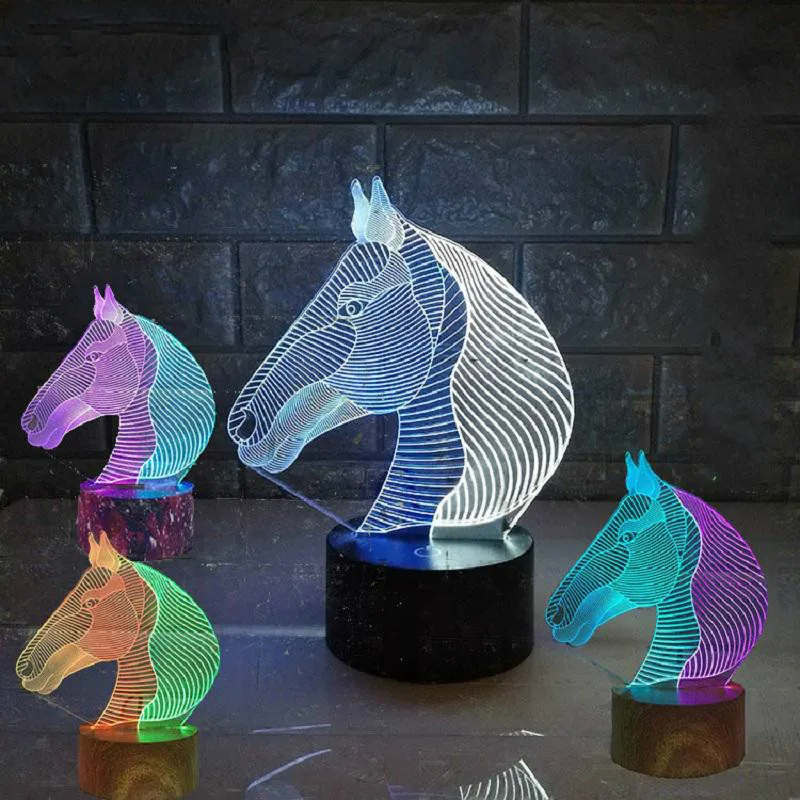 

Horse Colorful RGB Novelty 3d Led Lamp Luminaria De Mesa 3d Light Fixtures Luminaria Led gife Desk Lamp Usb Powe Night Light