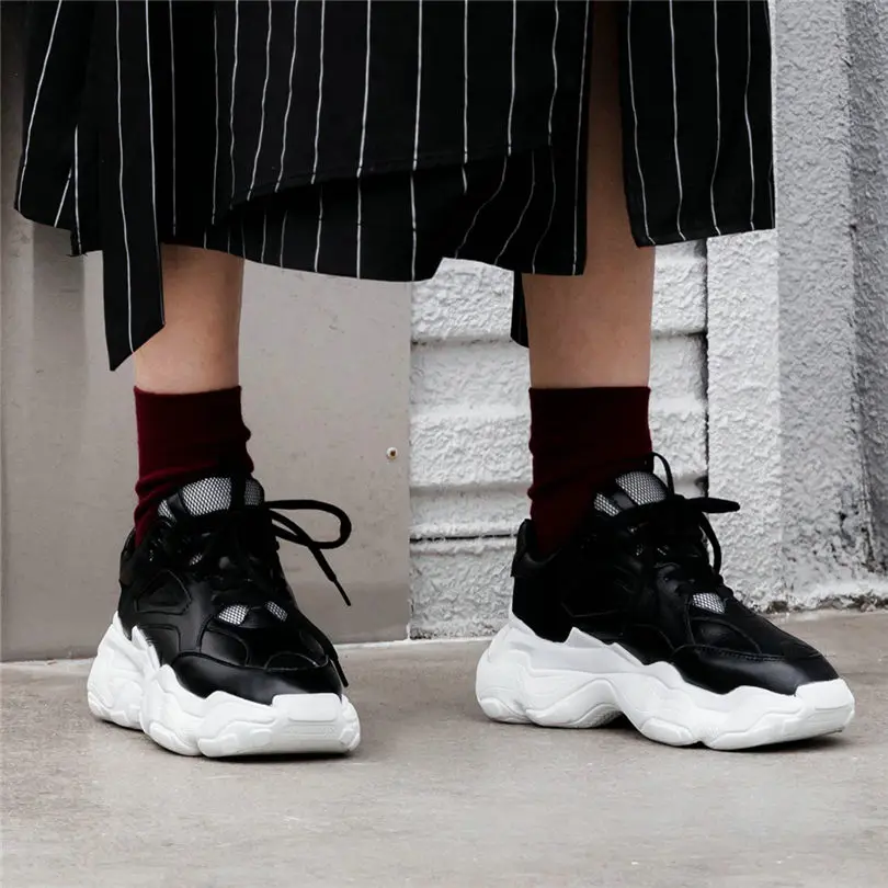 

Tennis Shoe Women Breathable Cow Leather High Heel Evening Pumps Shoes Wedges Platform Summer Punk Walking Trainers Casual Shoes
