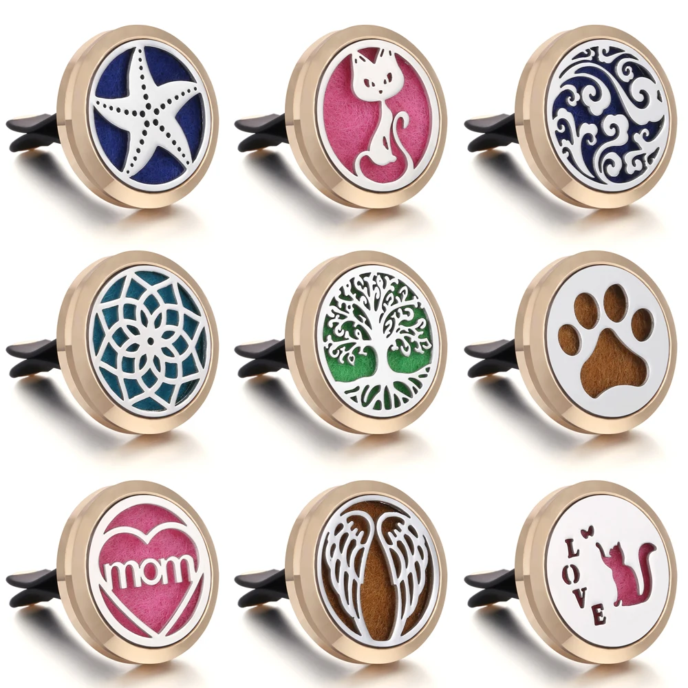 

Aromatherapy Jewelry Car Perfume Diffuser Tree of Life Stainless Steel Car Air Freshener Perfume Essential Oil Diffuser Locket