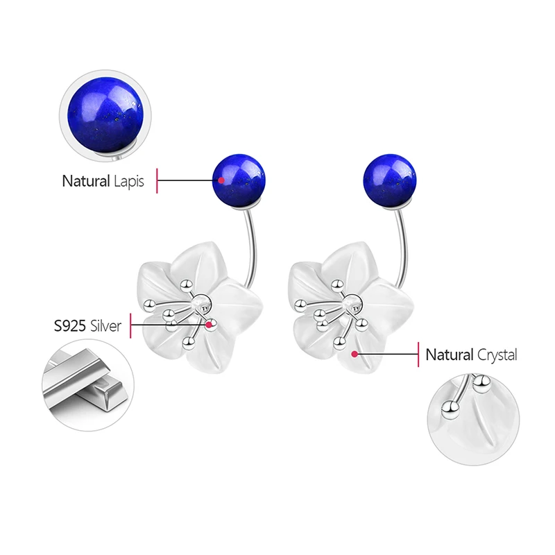 Lotus Fun Real 925 Sterling Silver Earrings Natural Crystal Handmade Fine Jewelry Fresh Flower Drop Earrings for Women Brincos - Image 5