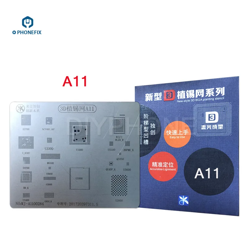 MJ 3D BGA шаблон трафарета Groove A8 A9 A10 A11A12 A13 посадка для iPhone6 6P 6S 6SP 7 7P 8 8P X XR XS MAX 11 Pro