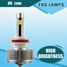 Пар h9 светодиодные Автомобили Мотоциклы Противотуманные огни автомобилей луковицы 2smd Ultra High яркий 6000 К белый автомобиль Стайлинг