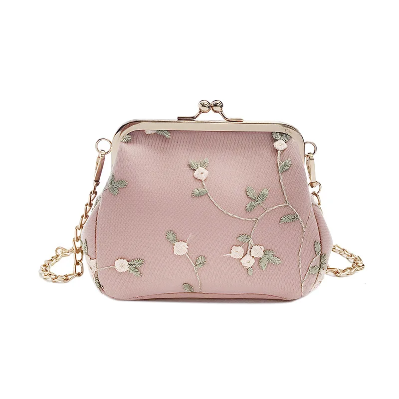 Маленькая сумочка, изысканная ручная вышивка, кружевная сумка на плечо для женщин, корейский стиль, сумка-мессенджер, женские сумки, Bolsa ZD1060 - Цвет: Pink