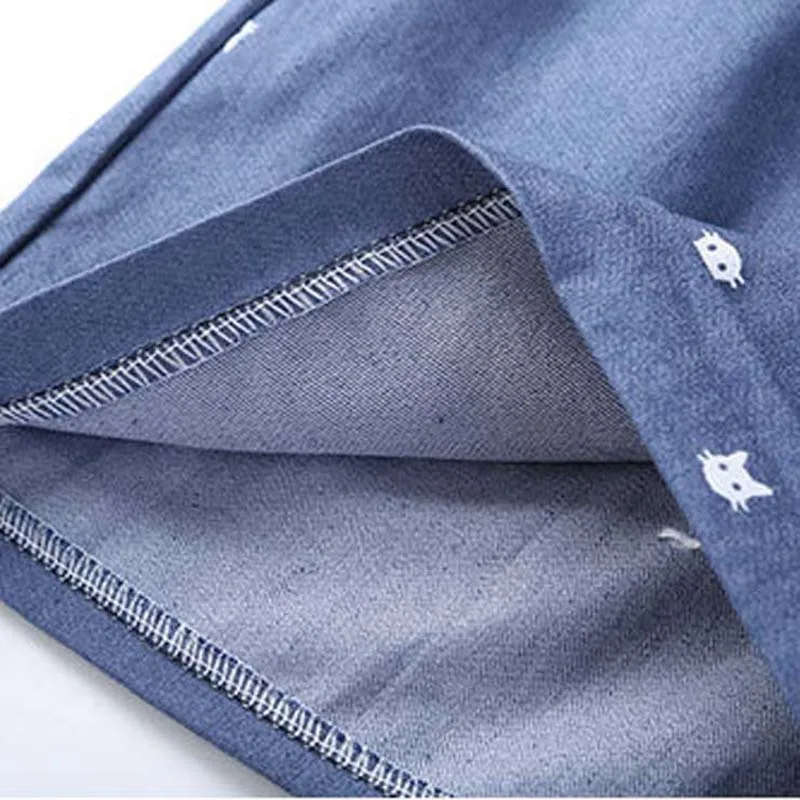 DANJEANER Free shipping 2018 New Summer Shorts With Cats Pattern High Waist Elastic Cotton Short Fresh Floral Women Shorts