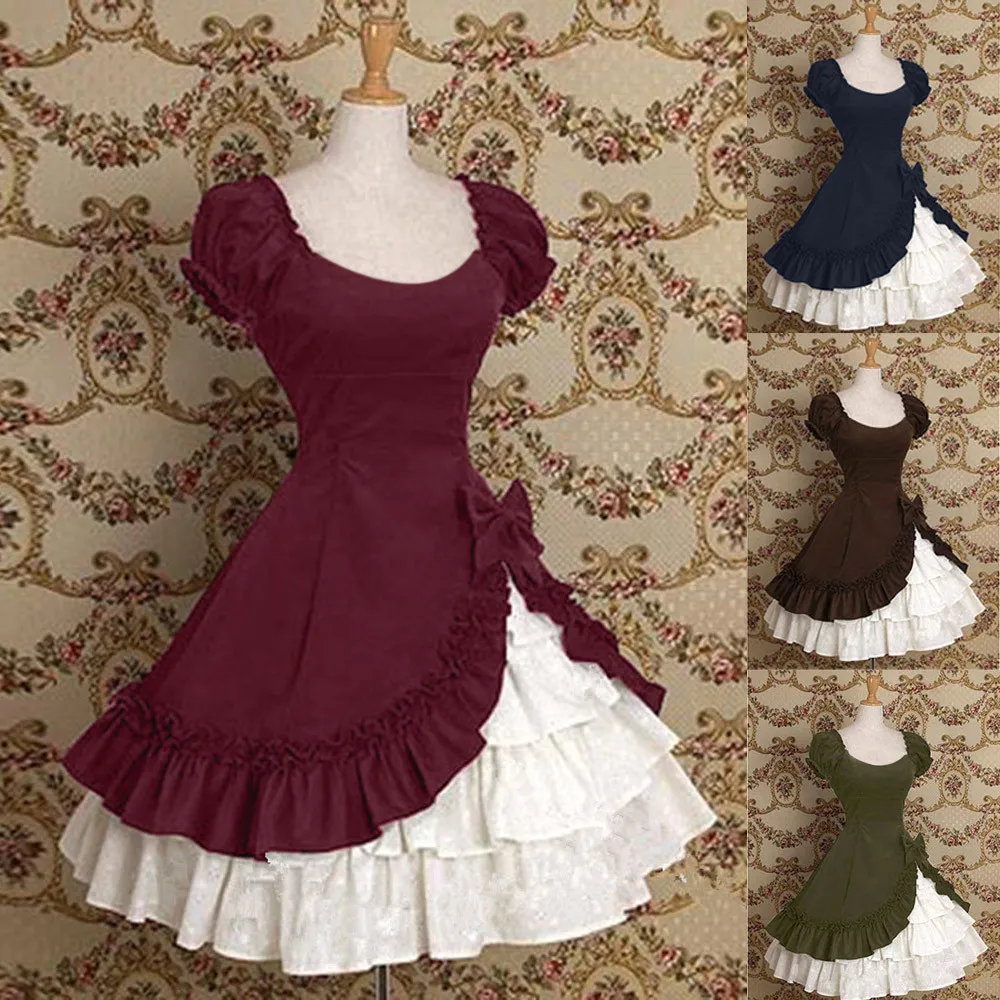 

Women christmas dress Ruffle Tiered Medieval Vintage Frill Frock Party Ball Gowns Formal Dress vestidos verano 2019