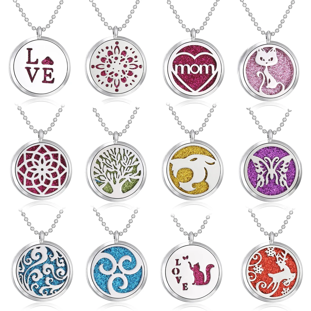 

New Aromatherapy Jewelry Diffuser Necklace Stainless Steel Open Lockets Pendants Aroma Perfume Essential Oil Diffuser Necklaces