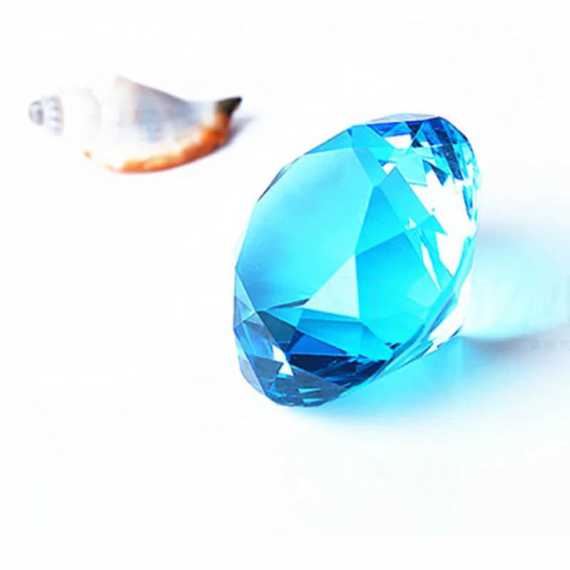 Alta Qualità 30Mm(1.18 ") Bella K9 Crysal Wedding Aqua Diamond Gifts Big Glass Paperweight Home Table Holiday Decoration