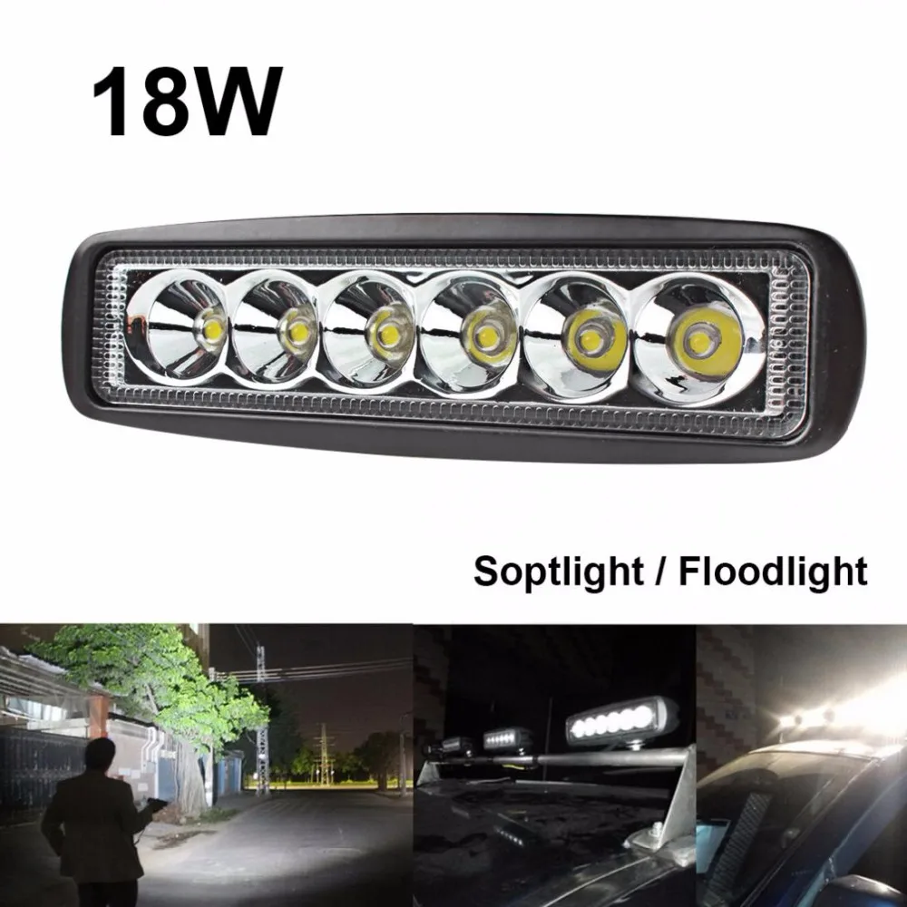 1550lm 6 Inch Offroad Light Bar 18w Universal Led Car Work Light 12v