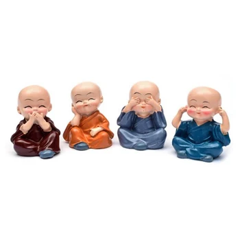 

4Pcs Little Monk Cute Decoration Ornament Portable Gift For Car Interior Home Room Car Styling