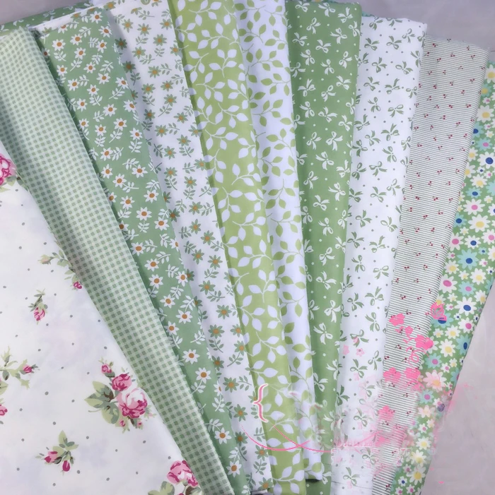 

Green Floral Grid Cotton Fabric By Meter Diy Handmade Cloth Sewing Craft Home Textile Fabrics Patchwork Quilting Tissue
