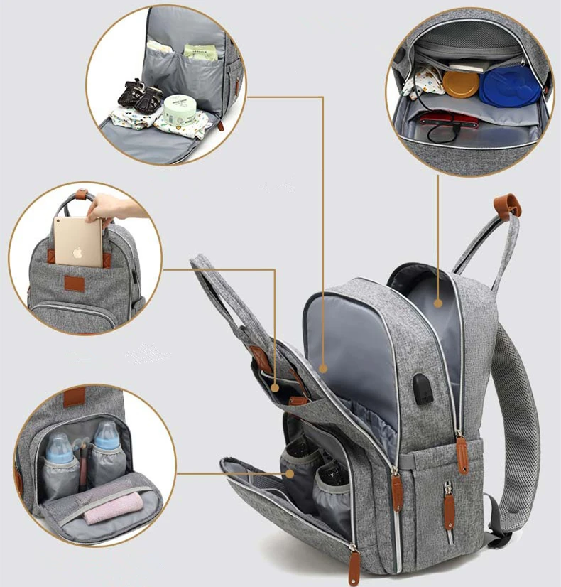 Large Capacity Travel Backpack Waterproof Baby Diaper Changing Nappy Bag Fashion 12