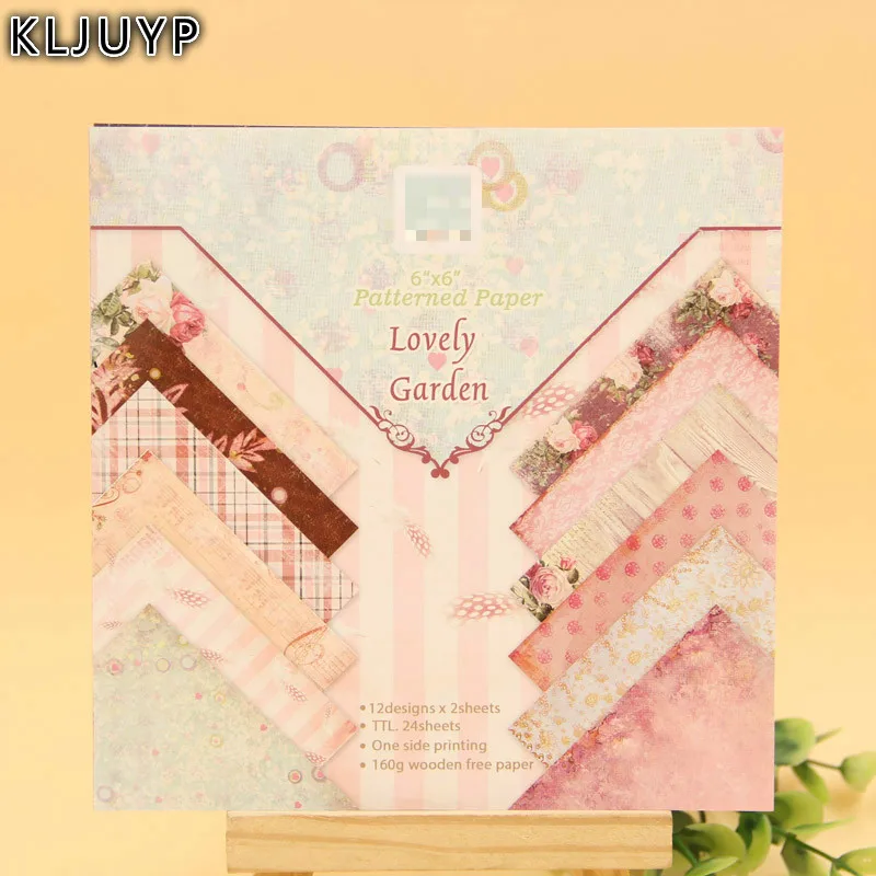 Kljuyp 24 Sheets Lovely Garden Scrapbooking Pads Paper Origami Art