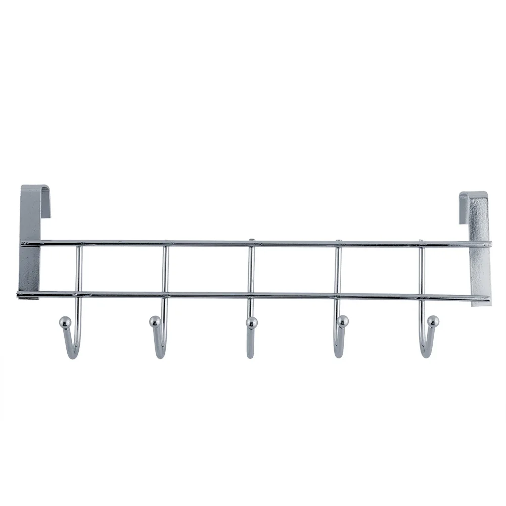 

Door Back Stainless Steel Wall Hooks Silver Kitchen Bathroom Organizer Hanger Hooks With 5 Hook For Hanging Towel Cleaning Cloth
