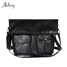 Aelicy Messenger Bag Men's PU Leather shoulder bag satchel for men multi-pocket leather male Crossbody Bag handbags