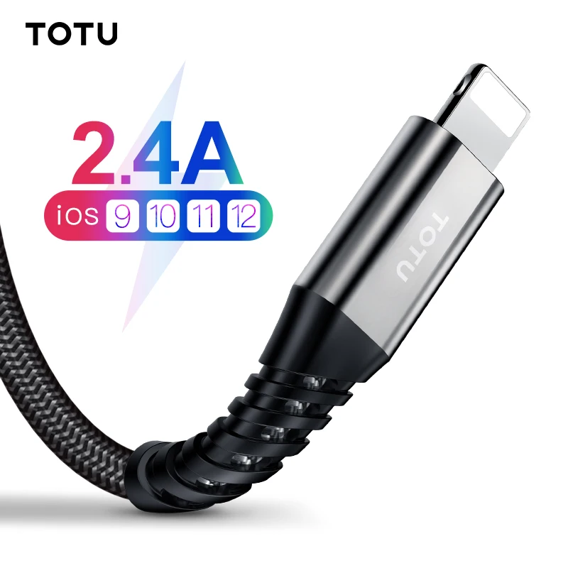 TOTU USB кабель для iPhone Xs Max зарядное устройство передачи данных X 8 6 6s 2.4A usb зарядки