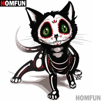 

HOMFUN Full Square/Round Drill 5D DIY Diamond Painting "Cartoon cat skull" Embroidery Cross Stitch 5D Home Decor A01453