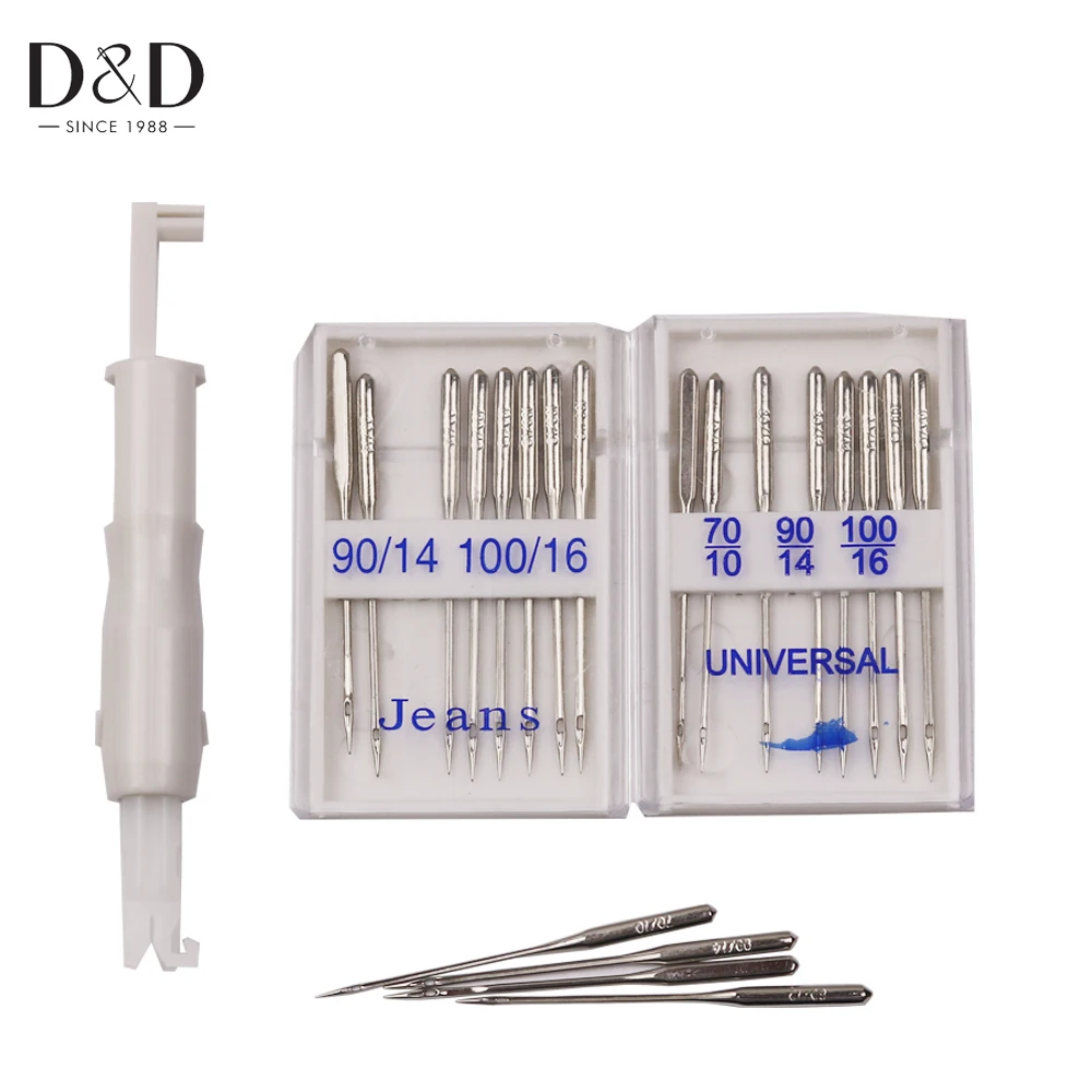 

D&D Sewing Kits 20Pcs Mixed Size Jeans Universal Sewing Machine Needles & Needle Threader DIY Sewing Accessories
