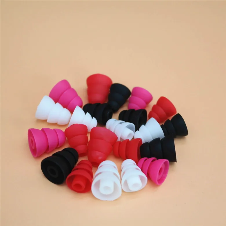 100 Pcs Three layers 3.8MM In Ear Tips Earbuds Headphone Silicone