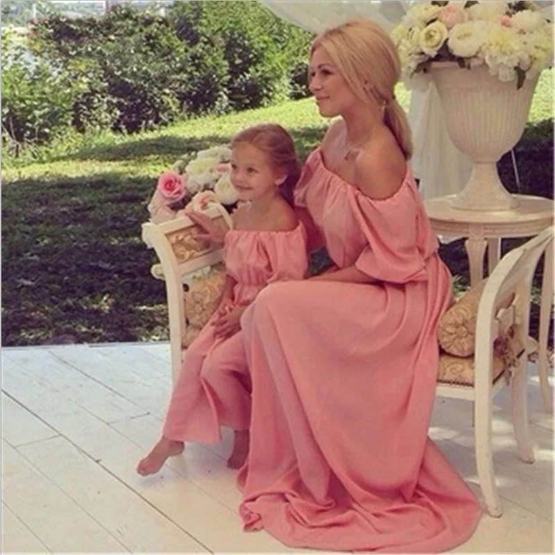 

Mom Mother and Daughter Clothes Mother Daughter Dresses Elegant Party Wedding Dress Family Evening Dresses Mama Girls Vestidos
