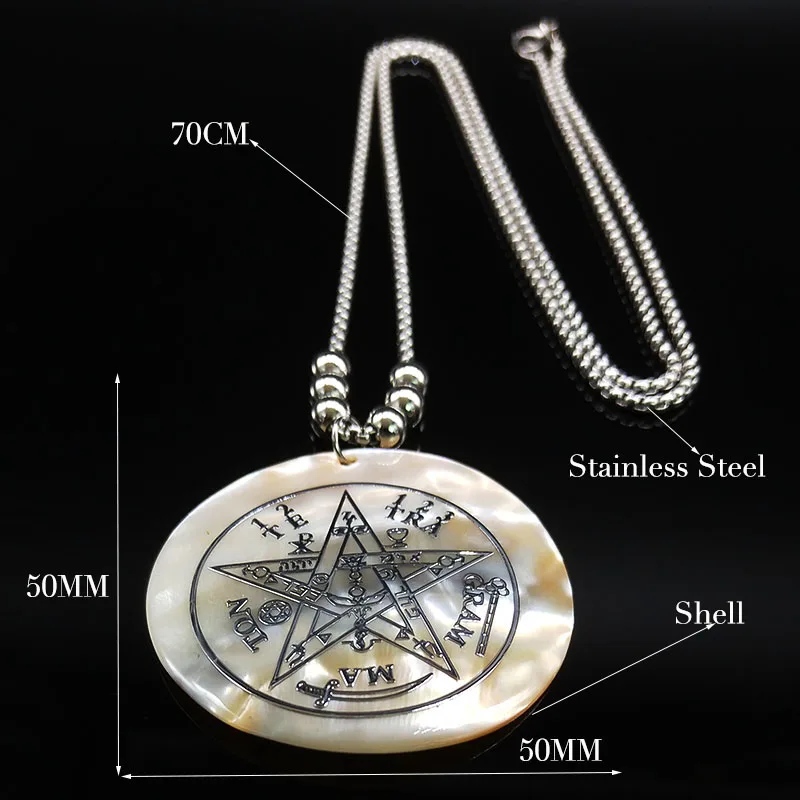 Модное Wicca ожерелье с пентаграммой из нержавеющей стали, женское серебряное большое круглое ожерелье, ювелирное изделие colgante N18644