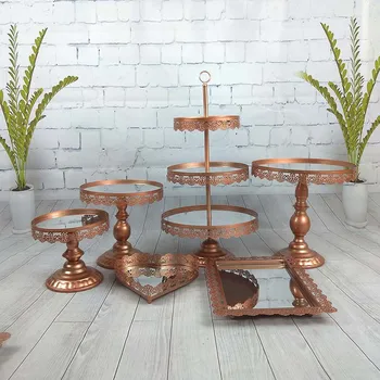 

6pcs/ set mirror wedding cake accessory stand set cupcake stand decorating cooking cake tools bakeware set