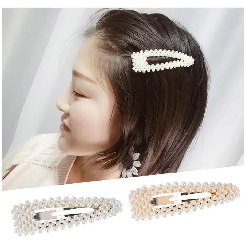

Girls Snap Hair Clips Women Elegant Hairgrips Imitation Pearls Hairpins Wedding Daily Hair Accessories
