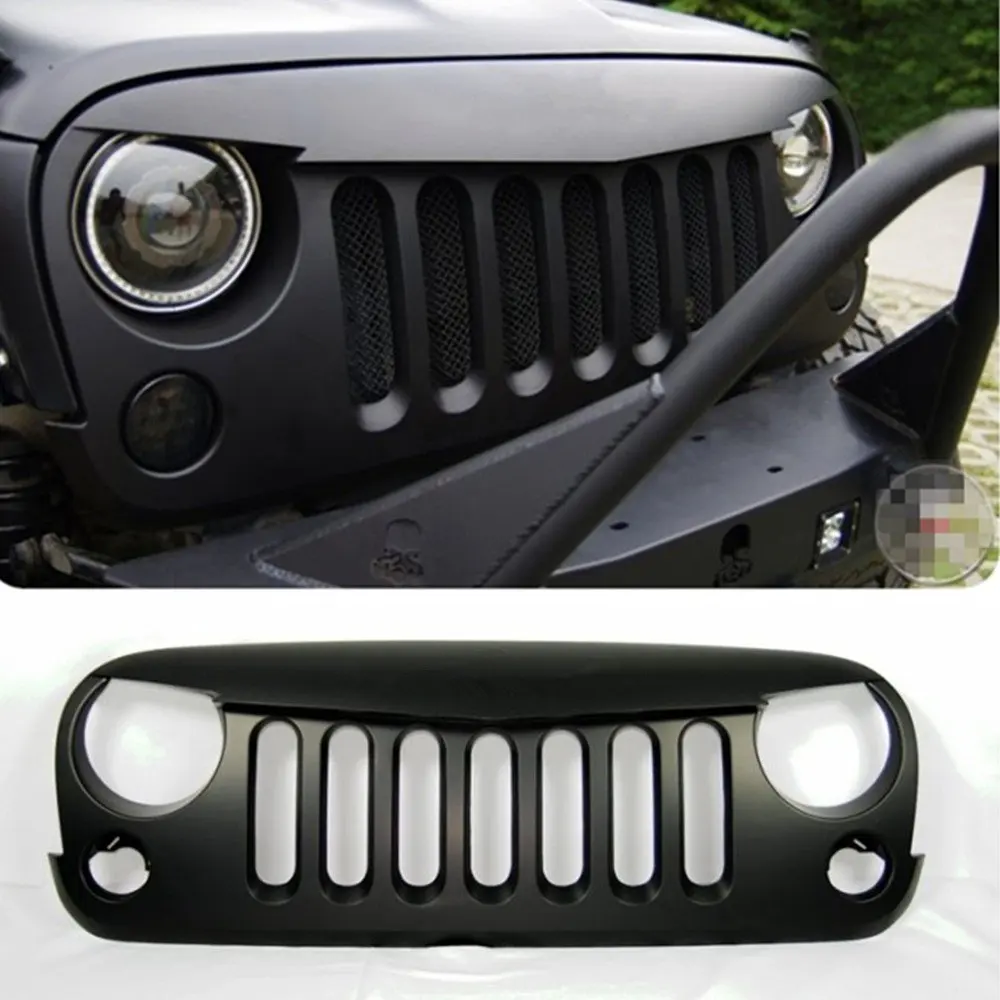 1Pcs Front Matt Black Angry Bird Grille Grid Grill For 2007 2014 Jeep