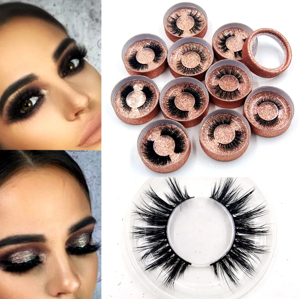 

1pair/box 3D mink eyelashes natural long soft eyelash curely free luxury lashes rose gold glitter box eye Artist customize logo