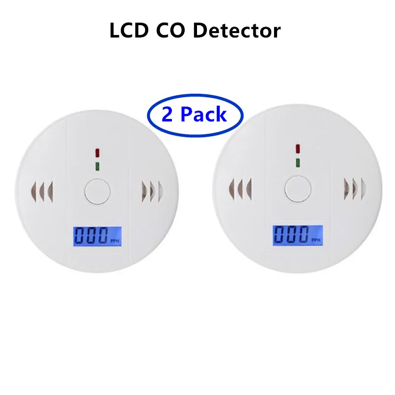 

2 Pack Home Security Warning High Sensitive LCD Photoelectric Independent CO Gas Sensor Carbon Monoxide Poisoning Alarm Detector