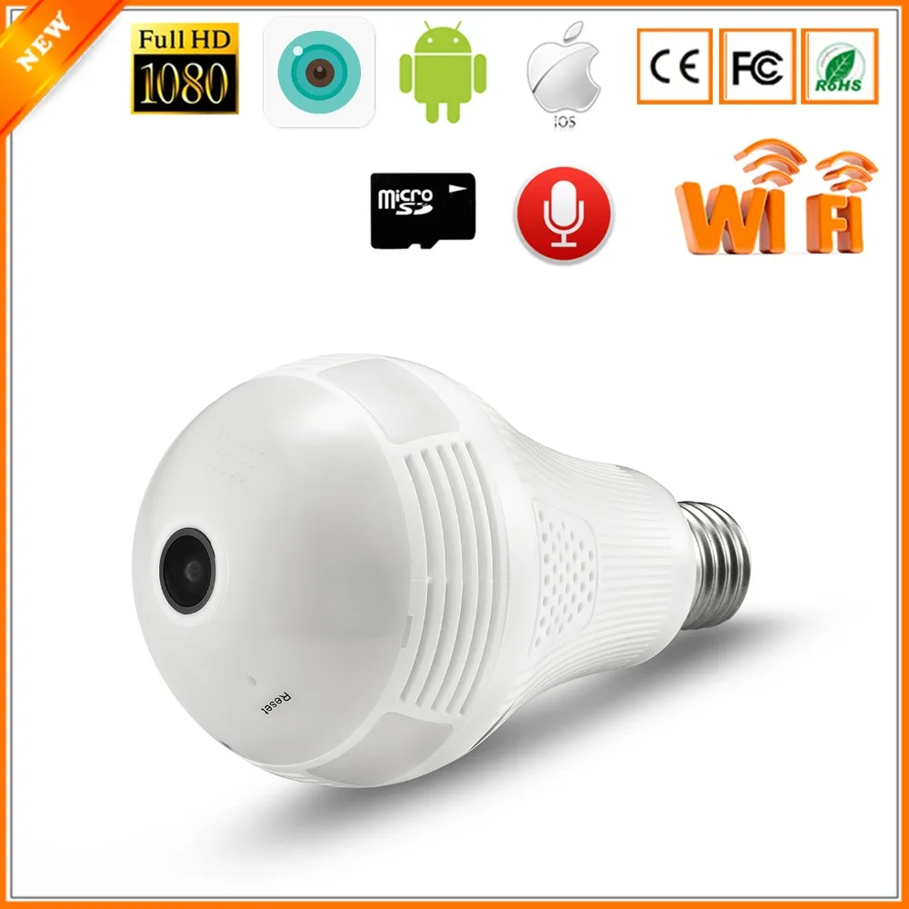 

BESDER 3MP 2MP 1.3MP Wireless IP Camera Bulb Light FishEye 360 Degree 3D VR Mini Panoramic Home CCTV Security Bulb Camera IP