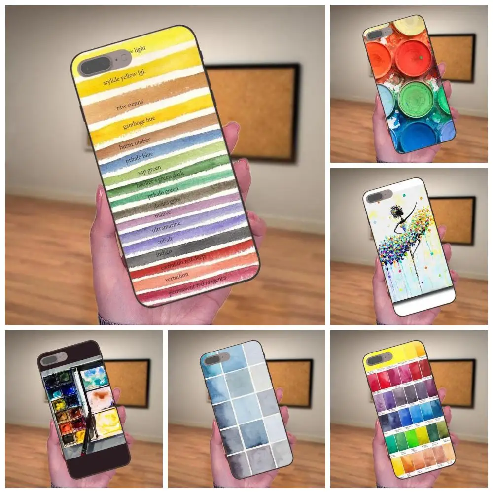 

TPU Cell Phone Cases Watercolor Paint Palette For Xiaomi Mi Mix Max Note 2 2S 3 5X 6 6X 8 9 SE A1 A2 Lite Play Pro F1
