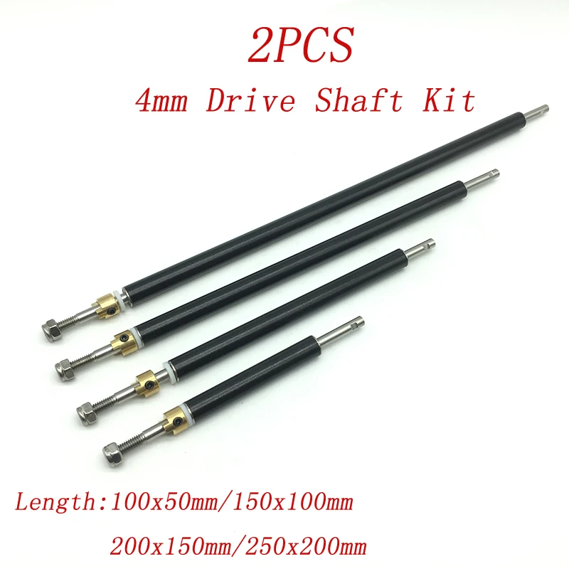 

2PCS 4mm Drive Shaft Kit Hard Shaft+Bushing+Drive Dog+Bearing+M4 Nut+Gasket Kit Spare Parts for RC Bait Tug Boat Speedboat