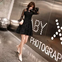 Новое платье для особых случаев, вечерние платья на выпускной, элегантное черное вечернее платье, студенческие Короткие вечерние платья на день рождения ES2524