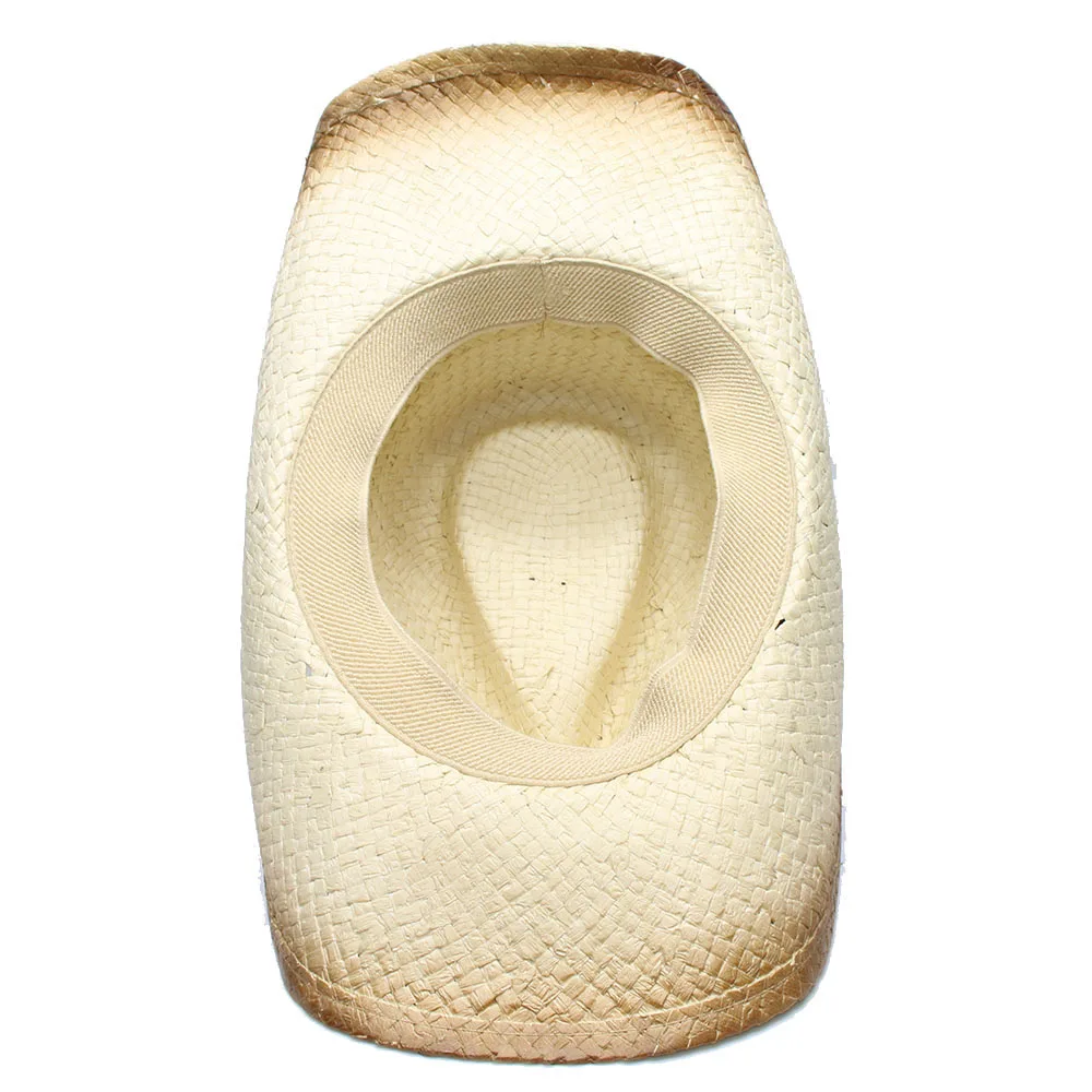Women Men Straw Western Cowboy Hat With Punk Leaves Band Star Lady Dad Sombrero Hombre Cowgirl Jazz Caps Size 58CM