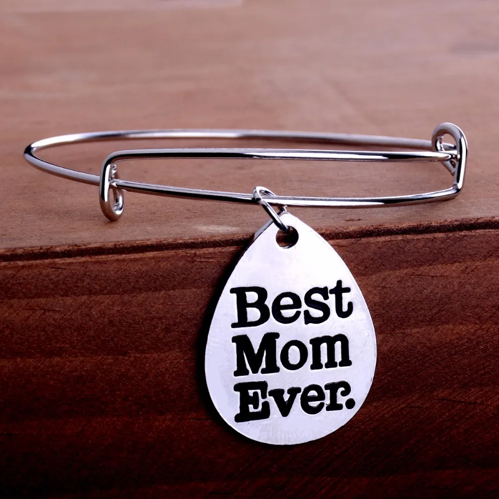 Best Mom Ever Love Bangles Mother's Gifts Charm Pendant Women Bracelet