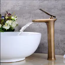 Antique Basin Faucets Waterfall Faucet Bathroom Faucet Single handle Basin Mixer Tap Bath Antique Faucet Brass Sink Water Crane basin faucets bath antique finish brass water tap bathroom basin sink faucet vanity faucet wash basin mixer taps crane 6633