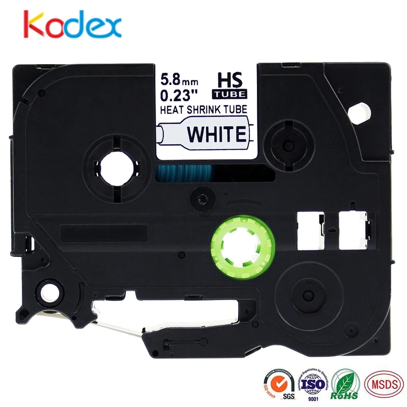 2 PK HeatShrink Tube Label Tape for Brother HSe211 HSe211 PTE300 E550WVP 5.8mm Label Tapes