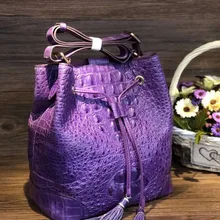 Синий красный luxury high end из натуральной крокодиловой кожи Женские ведро плечо сумка строка застежка быстрая